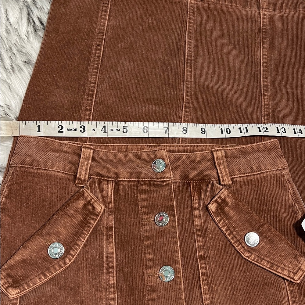 NWT Forever 21 Corduroy Button Down MIDI Pencil Skirt Praline Brown XS - Picture 10 of 12